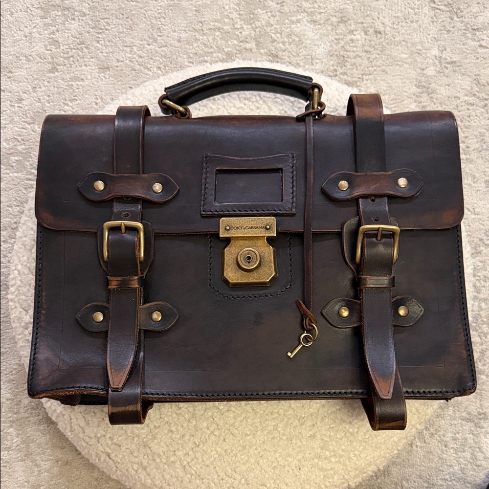 Dolce & Gabbana Dark Brown Leather Briefcase